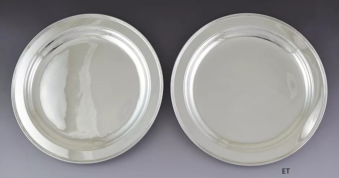 Impressive Pair Tiffany & Co Sterling Silver Round Chargers / Serving Platters (1 of 5)