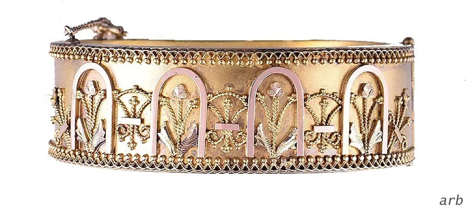 Antique Victorian Renaissance Revival Cuff Bracelet Multi-tone Gold Filled (1 of 6)