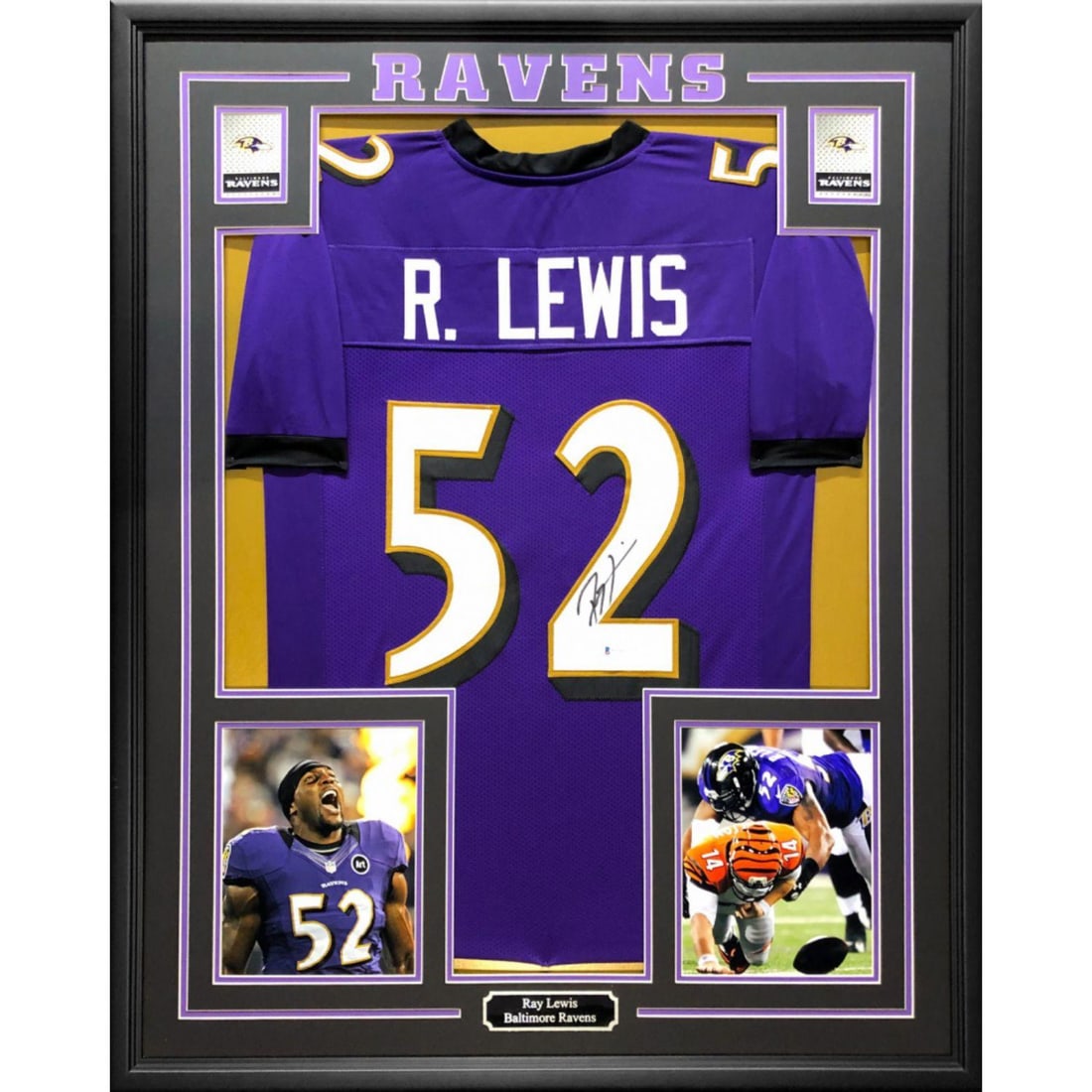 Ray Lewis Signed 34.5x42.5 Custom Framed Jersey (Beckett COA) (1 of 1)