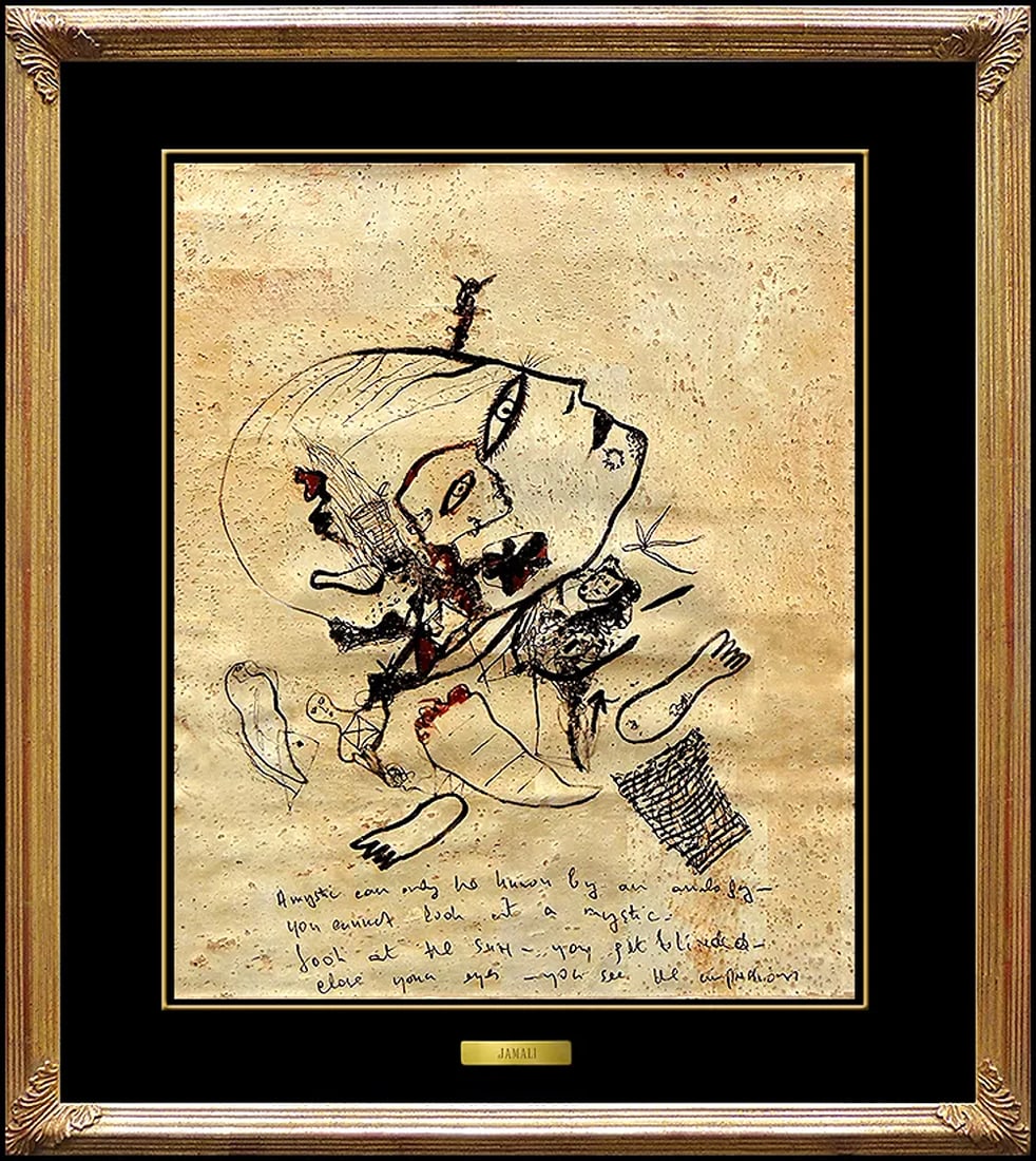 JAMALI Original Painting Authentic Pigmentation on Cork Portrait Profile Signed: Original/Reproduction: Original,Signed?: Signed,Region of Origin: US,Artist: Jamali,Style: Abstract,Listed By: Dealer or Reseller,Material: Pigmentation on Cork Painting,Features: Framed, Signed,Subje