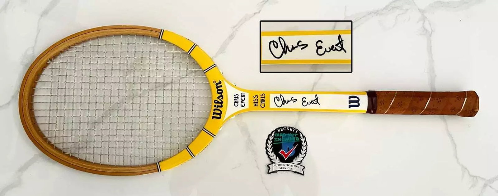 Chris Evert Signed Tennis Racquet Beckett BAS 1 COA: Condition: New: A brand-new, unused, unopened, undamaged item (including handmade items). ,Modified Item: No,Country/Region of Manufacture: United States,Original/Reproduction: Original
