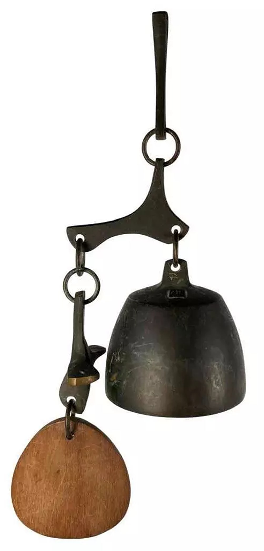 Vintage Richard Fisher Modernist Brutalist Patinated Art Bronze Wind Bell Chime (1 of 13)