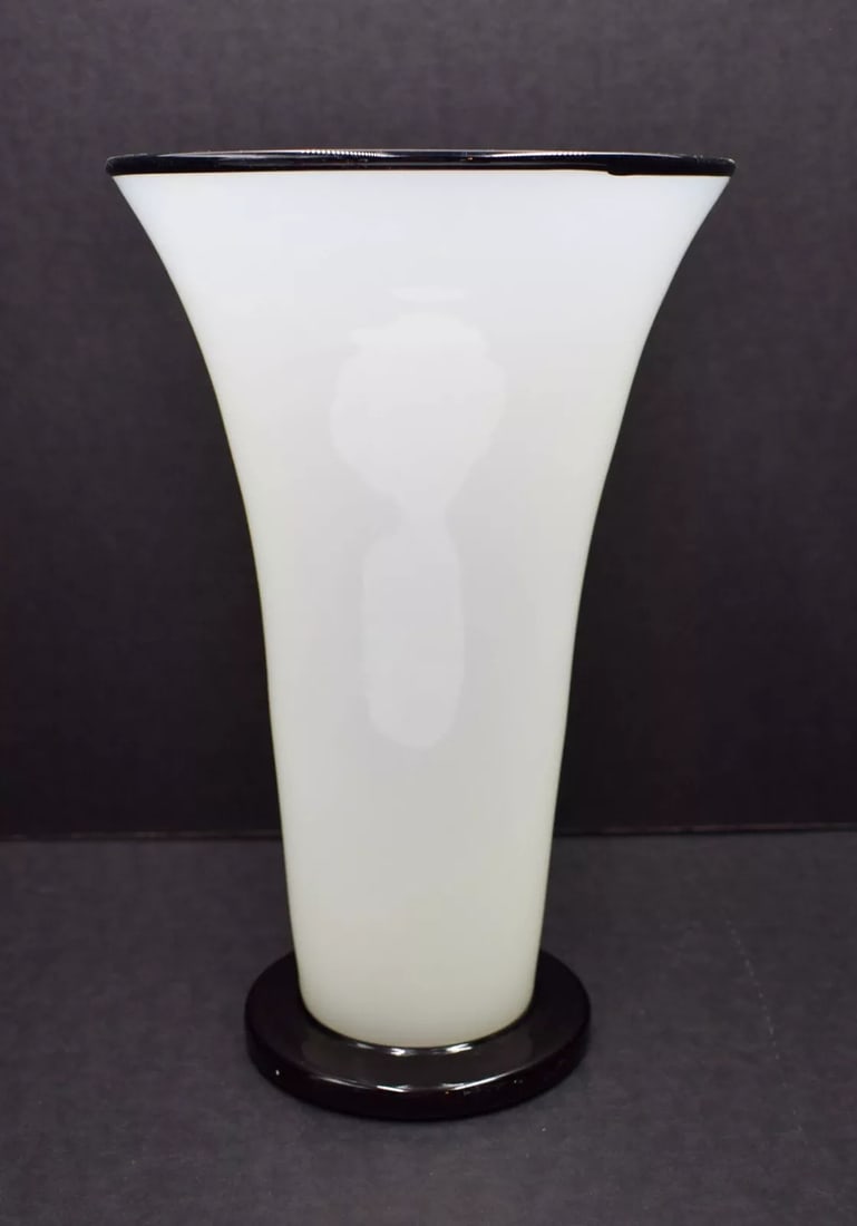 Steuben Art Deco Alabaster & Mirror Black Vase, Circa 1920 (1 of 4)