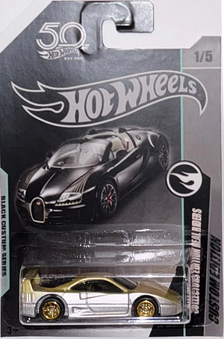Silver/Gold Ferrari F40 CUSTOM Hot Wheels Black Series w/Real Riders * (1 of 1)