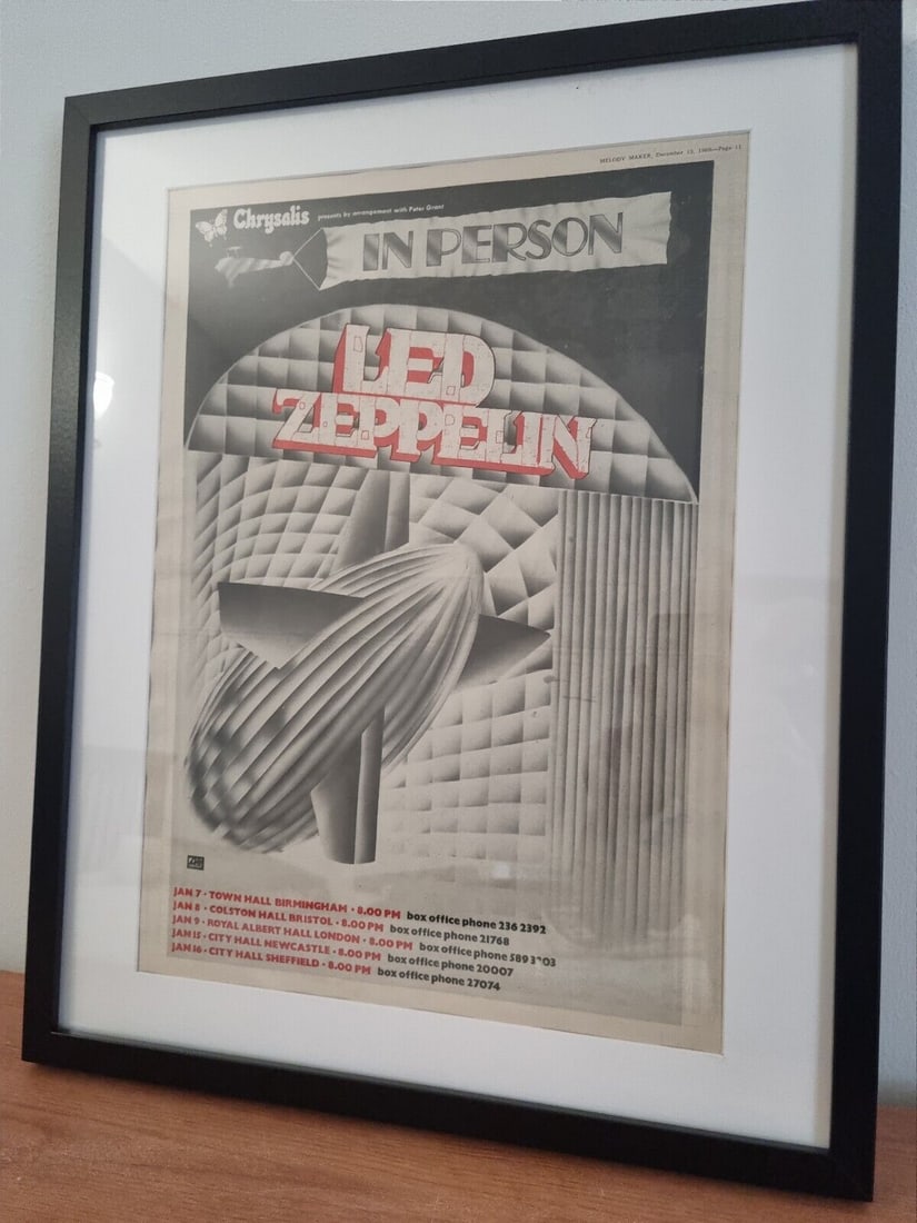 LED ZEPPELIN Original framed promo ad poster. 1969.A3.Frame size 53cm x 43cm (1 of 1)