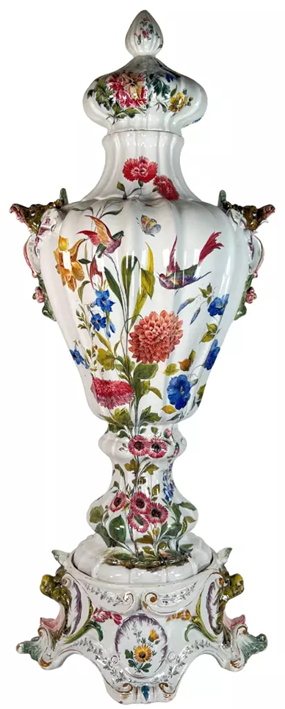 Large 31" Antique Giovanni Battista Viero Nove Maiolica Baroque Painted Urn Vase (1 of 20)