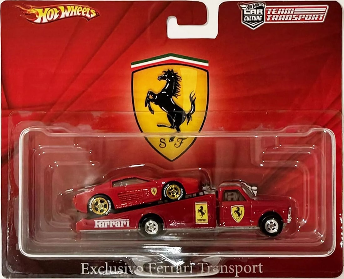 FERRARI TESTAROSSA Custom Hot Wheels Team Transport  Ramp Tow Truck w/ RR (1 of 2)