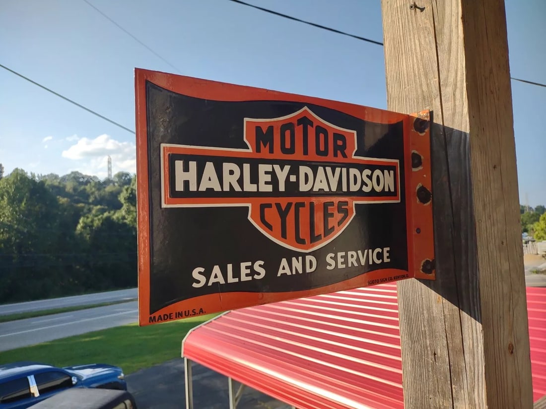 Vintage Harley Davidson Motorcycle Porcelain Metal Sign (1 of 20)
