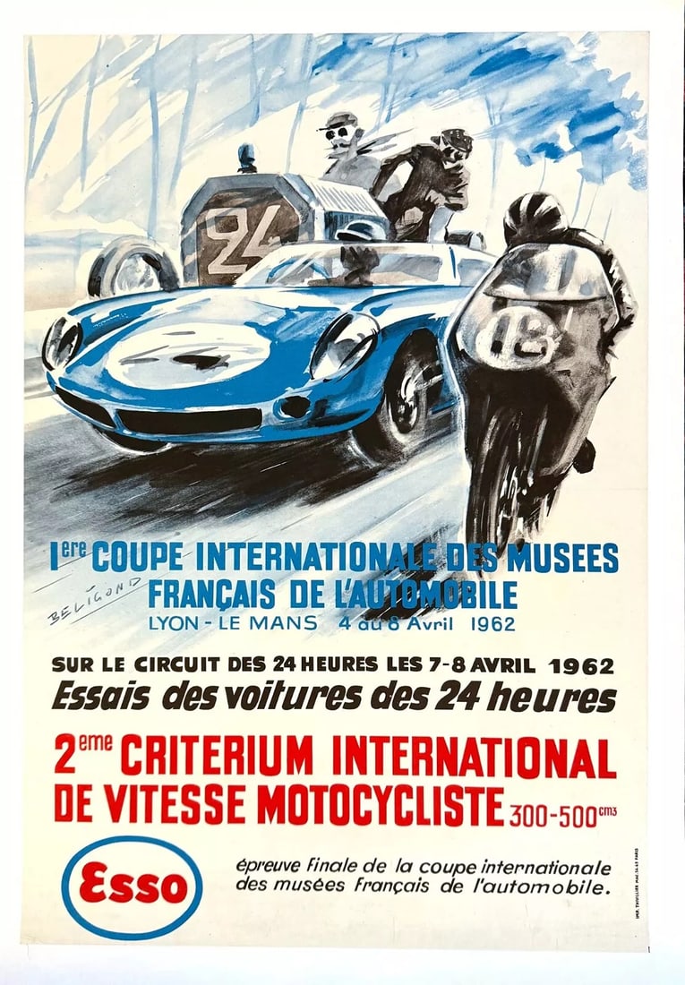 2e Critérium International de Vitesse Motocycliste by Michel Beligond 1962: Condition: Used,Artist: michel beligond,Size: Small,Date of Creation: 1965,Title: Criterium International,Material: Canvas, Paper,Certificate of Authenticity (COA): Yes,Region of Origin: FRANCE,Origin