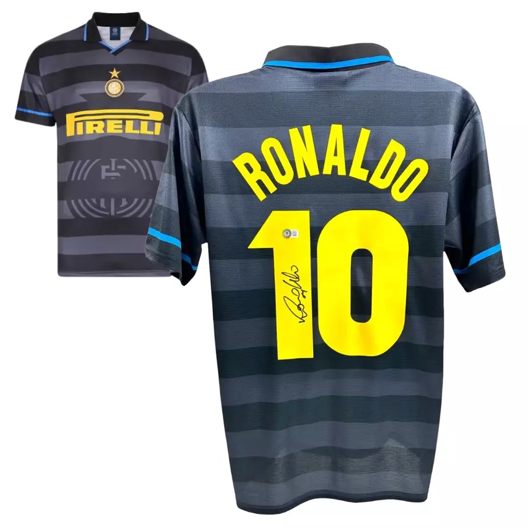 Ronaldo Nazario Signed Inter Milan Home Soccer Jersey #10 with Beckett COA: Sport: Soccer,Player: Ronaldo Nazario,Signed: Yes,Original/Reprint: Original,Autograph Authentication: Beckett Authentication Services (BAS),Product: Jersey,Team: Inter Milan