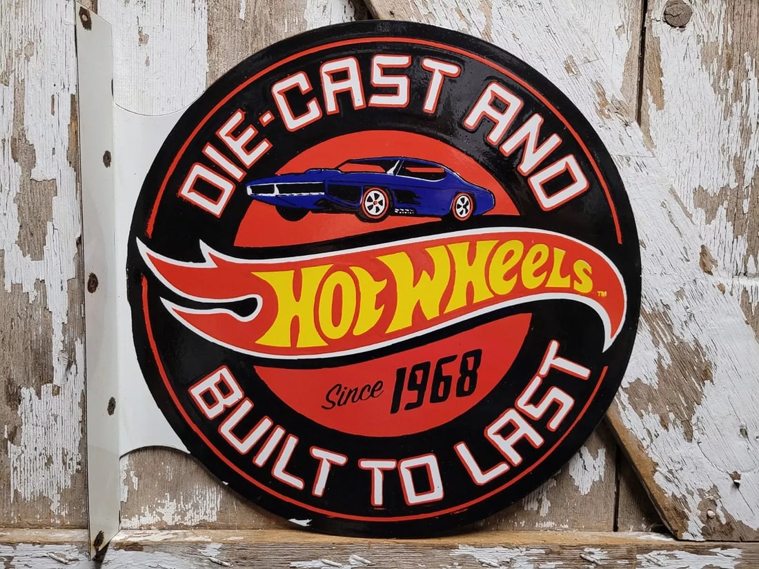 VINTAGE HOTWHEELS PORCELAIN SIGN: Condition: Used: An item that has been used previously. See the seller’s listing for full details and description of any imperfections. ,Brand: hotwheels,Type of Advertising: Sign,Color: red, black,