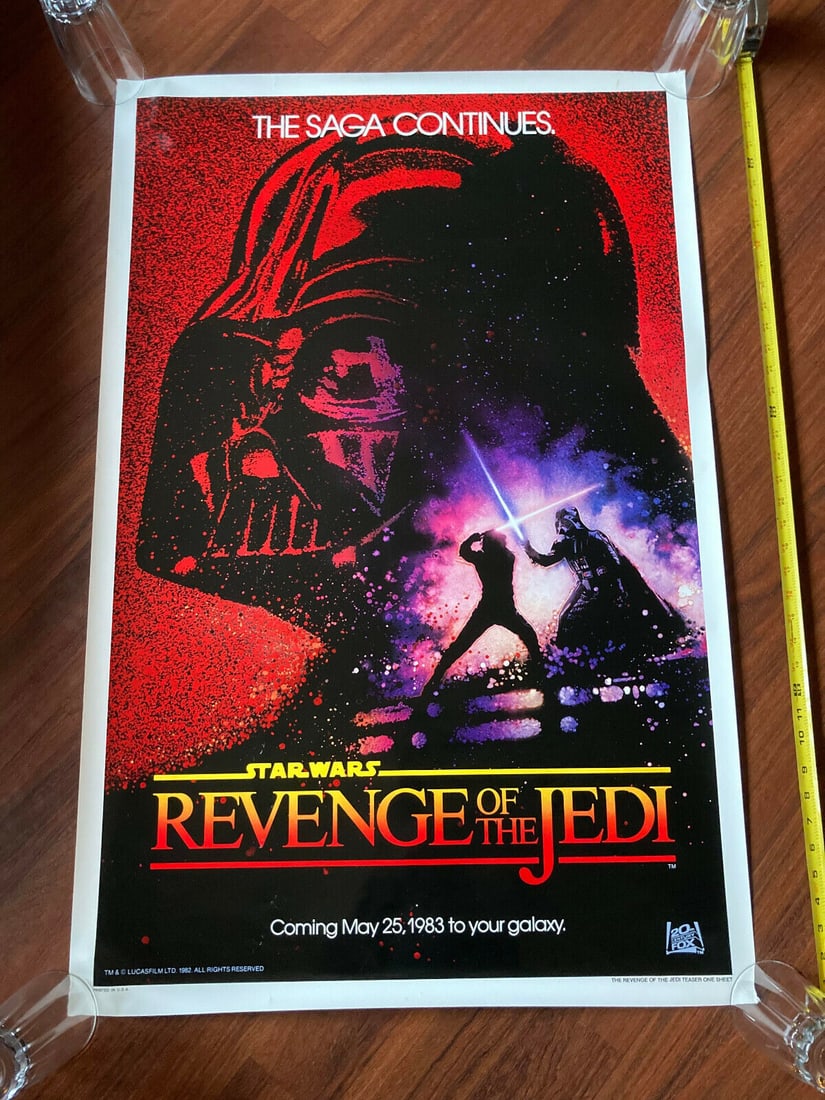 RARE VTG Original Authentic 1982 Star Wars Revenge of the Jedi ROLLED Poster: RARE VTG Original Authentic 1982 Star Wars Revenge of the Jedi ROLLED Poster27x41
