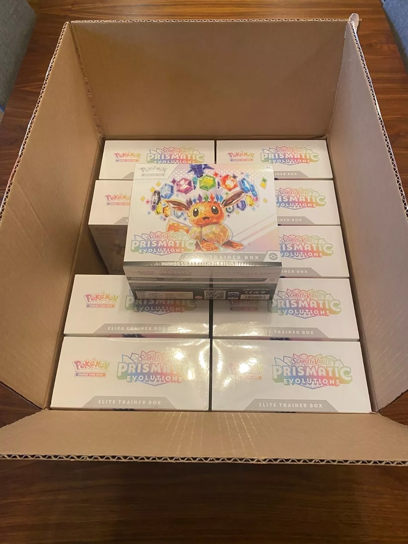 Pokemon TCG Prismatic Evolutions ETB Elite Trainer Box Lot of 10 Unsealed Case (1 of 2)