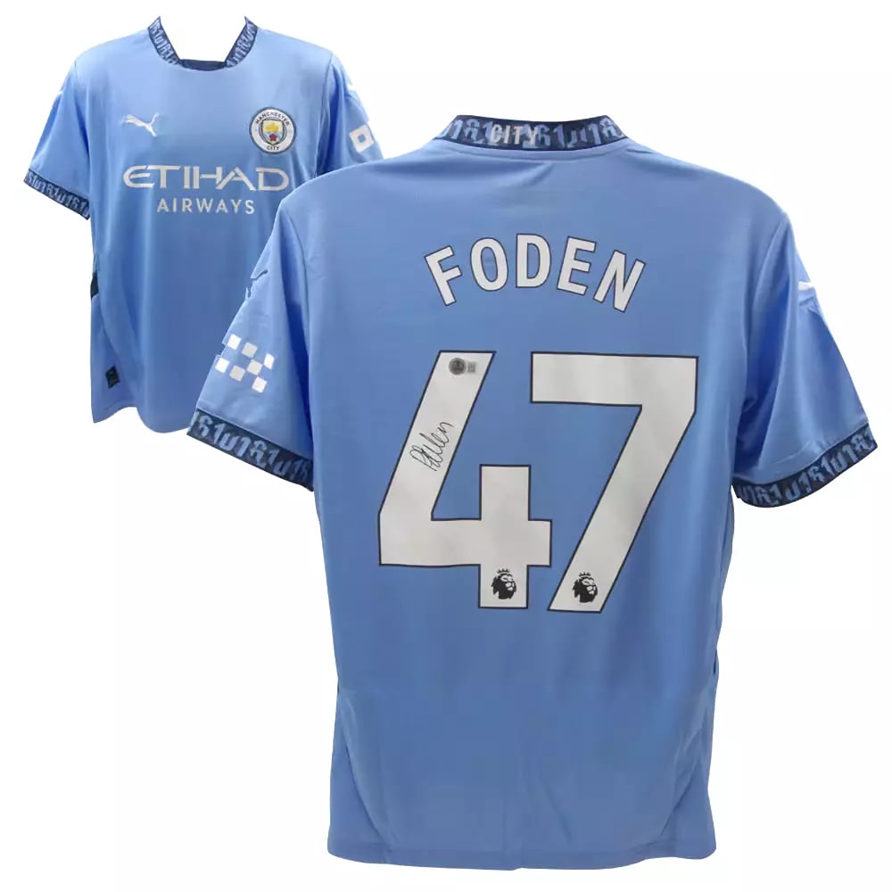 Phil Foden Signed Manchester City Home Soccer Jersey #47 with Beckett COA (1 of 4)