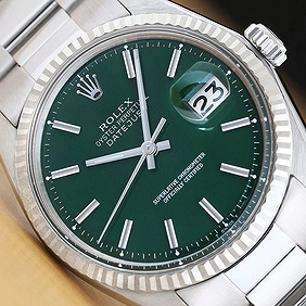 ROLEX MENS DATEJUST 18K GOLD STAINLESS STEEL GREEN DIAL WATCH w/ OYSTER BAND First Image