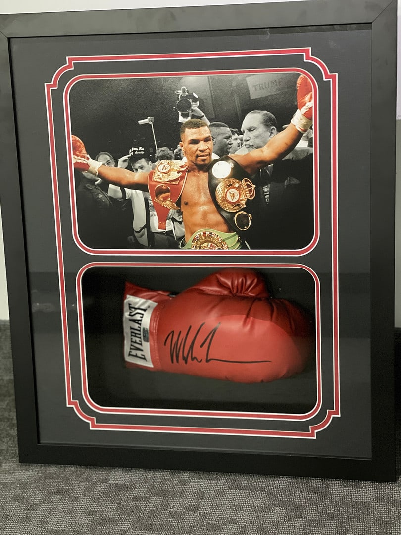 Mike Tyson Signed Custom Framed Boxing Glove: Mike Tyson Signed Custom Framed Boxing Glove Fiterman COA