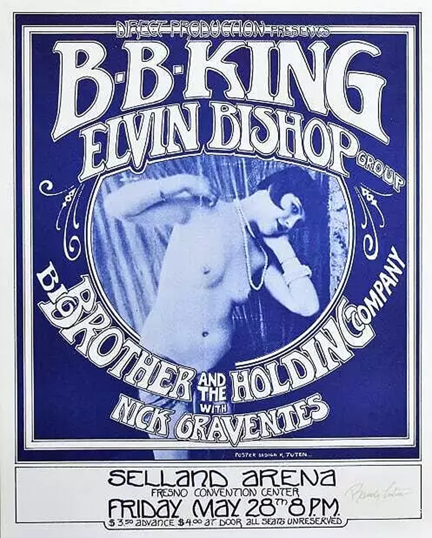 Big Brother & The Holding Company Concert Poster Fresno 1971 Randy Tuten Sign... (1 of 2)
