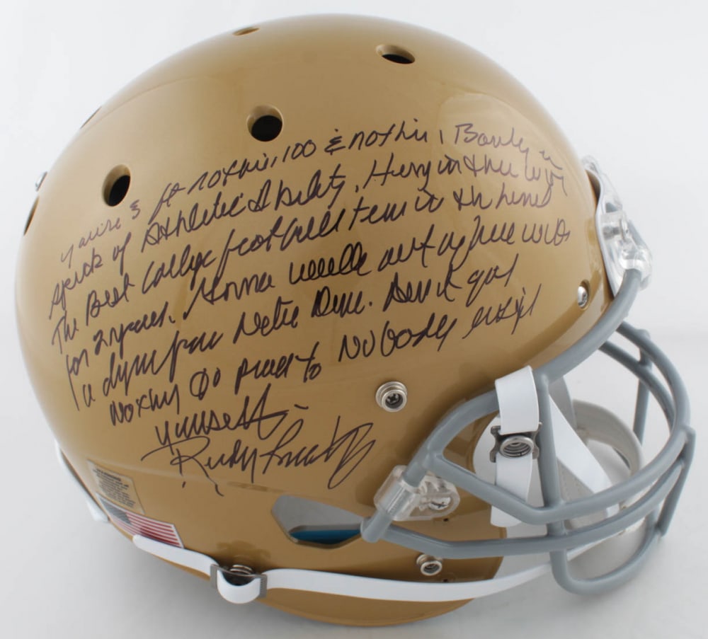 Rudy Ruettiger Signed Notre Dame Fighting Irish Full-Size Helmet With Extensive Inscription (JSA (1 of 1)