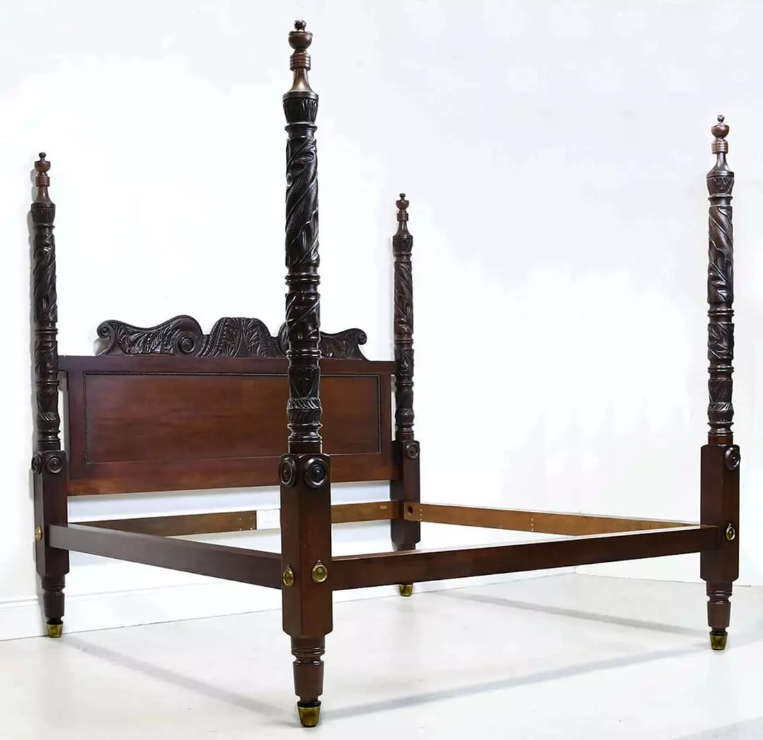 Ralph Lauren King Size Carved Mahogany Safari Bed (1 of 19)
