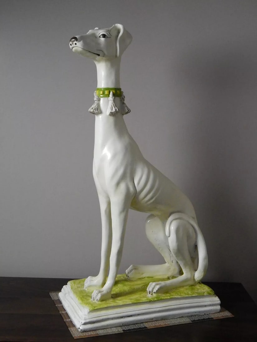 [VINTAGE] ITALY HOLLYWOOD REGENCY LARGE MALWAR GREYHOUND/WHIPIT DOG STATUE ART FIGURINE (1 of 20)