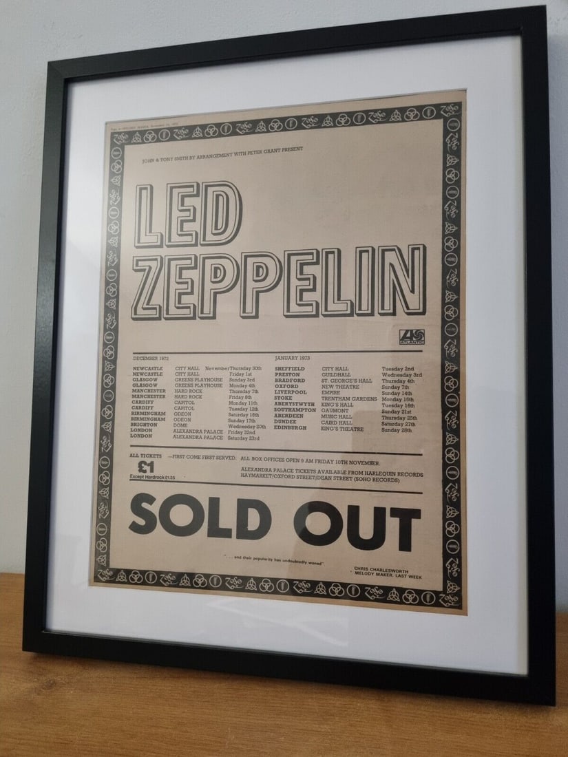 LED ZEPPELIN Original framed promo ad poster. 1972.A3.Frame size 53cm x 43cm (1 of 1)