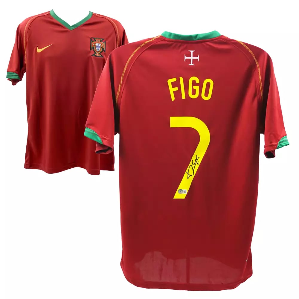 Luis Figo Signed Portugal Home Soccer Jersey #7 with Beckett COA (1 of 4)