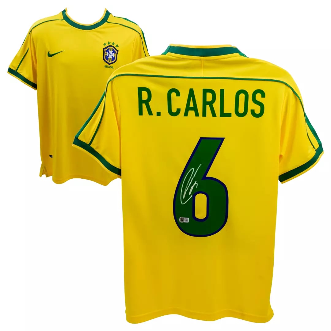 Roberto Carlos Signed Brazil FC Home Soccer Jersey #6 with Beckett Witness: Sport: Soccer,Player: Roberto Carlos,Signed: Yes,Original/Reprint: Original,Autograph Authentication: Beckett Authentication Services (BAS),Product: Jersey,Team: Brazil FC