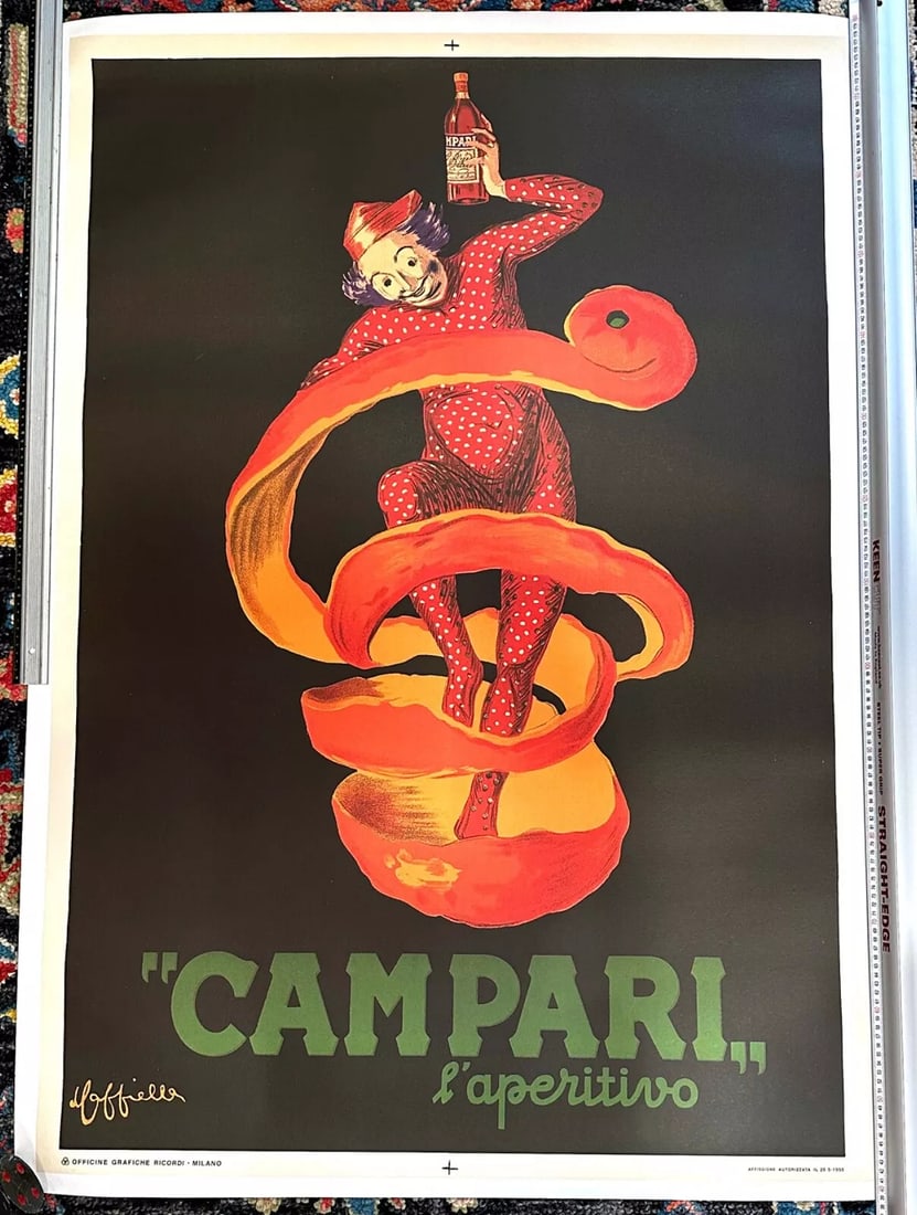 LEONETTO CAPPIELLO CAMPARI L'APERITIVO 1950 Rare Size ! Authentic ORIGINAL 39X55: Condition: Used,Artist: Leonetto Cappiello,Size: 39x55,Date of Creation: 1950-1969,Title: Campari l'aperitivo,Material: Canvas, Paper,Certificate of Authenticity (COA): Yes,Original/Licensed Reprint: