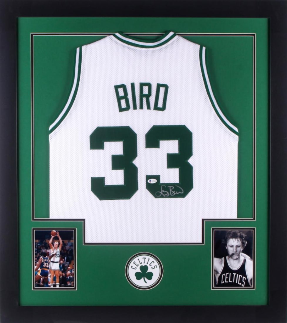 Larry Bird Signed 32x35 Custom Framed Jersey (Beckett COA) (1 of 1)