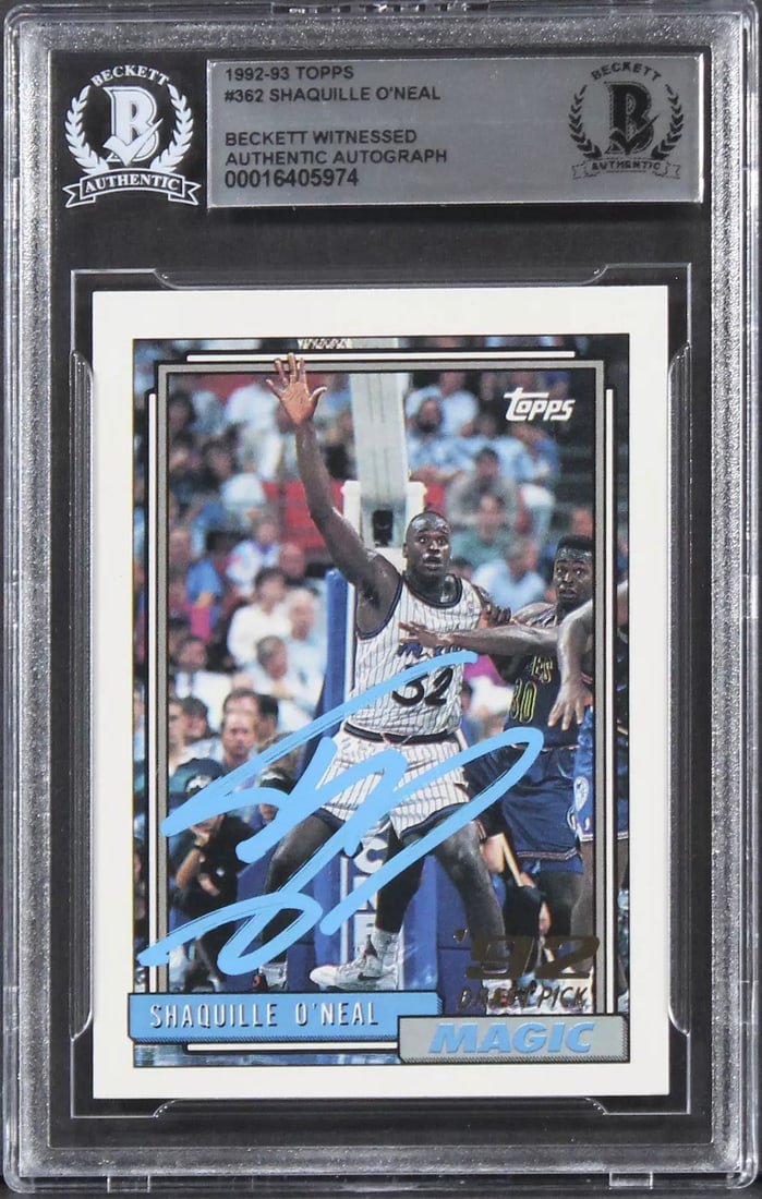 Magic Shaquille O'Neal Authentic Signed 1992 Topps #362 Rookie Card BAS Slabbed (1 of 2)