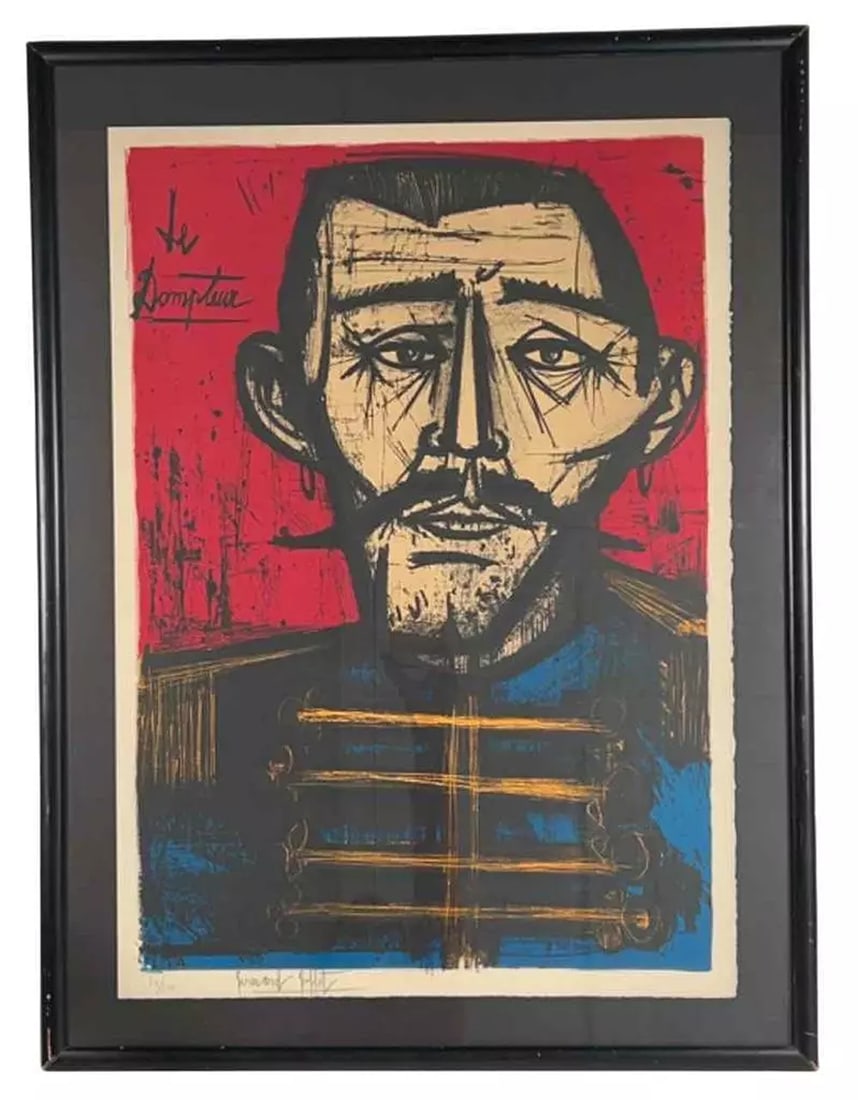 Vintage French Bernard Buffet Le Dompteur 1968 Signed Numbered Lithograph Print: Condition: Used,Type: Print,Artist: Bernard Buffet,Framing: Matted & Framed