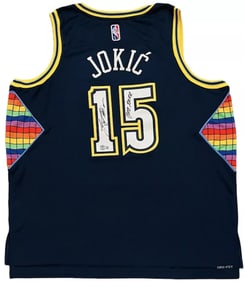 Nikola Jokic Signed Denver Nuggets Nike Swingman City Edition Jersey Beckett COA