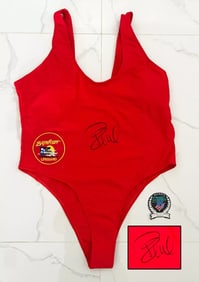 Pamela Anderson Signed Swimsuit Baywatch Beckett BAS COA