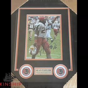 Sean Taylor signed Color Photo JSA LOA Matted & Framed Miami Football Auto Z2015
