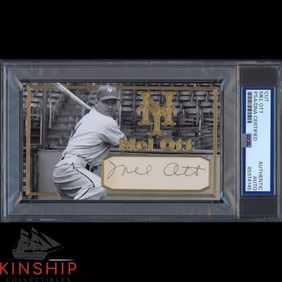 Mel Ott signed Cut 3x5 Custom Card PSA DNA Slab Baseball HOF Auto C3753