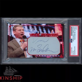 Vince McMahon signed Cut 3x5 Custom Card PSA DNA Slab WWE Vintage Auto C3027