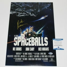 RICK MORANIS SIGNED 'SPACEBALLS' 12x18 MOVIE POSTER BECKETT BAS COA DARK HELMET