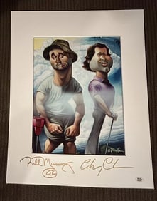 Chevy Chase Bill Murray Signed Artwork 16x20 Photo Caddyshack PSA COA Autograph