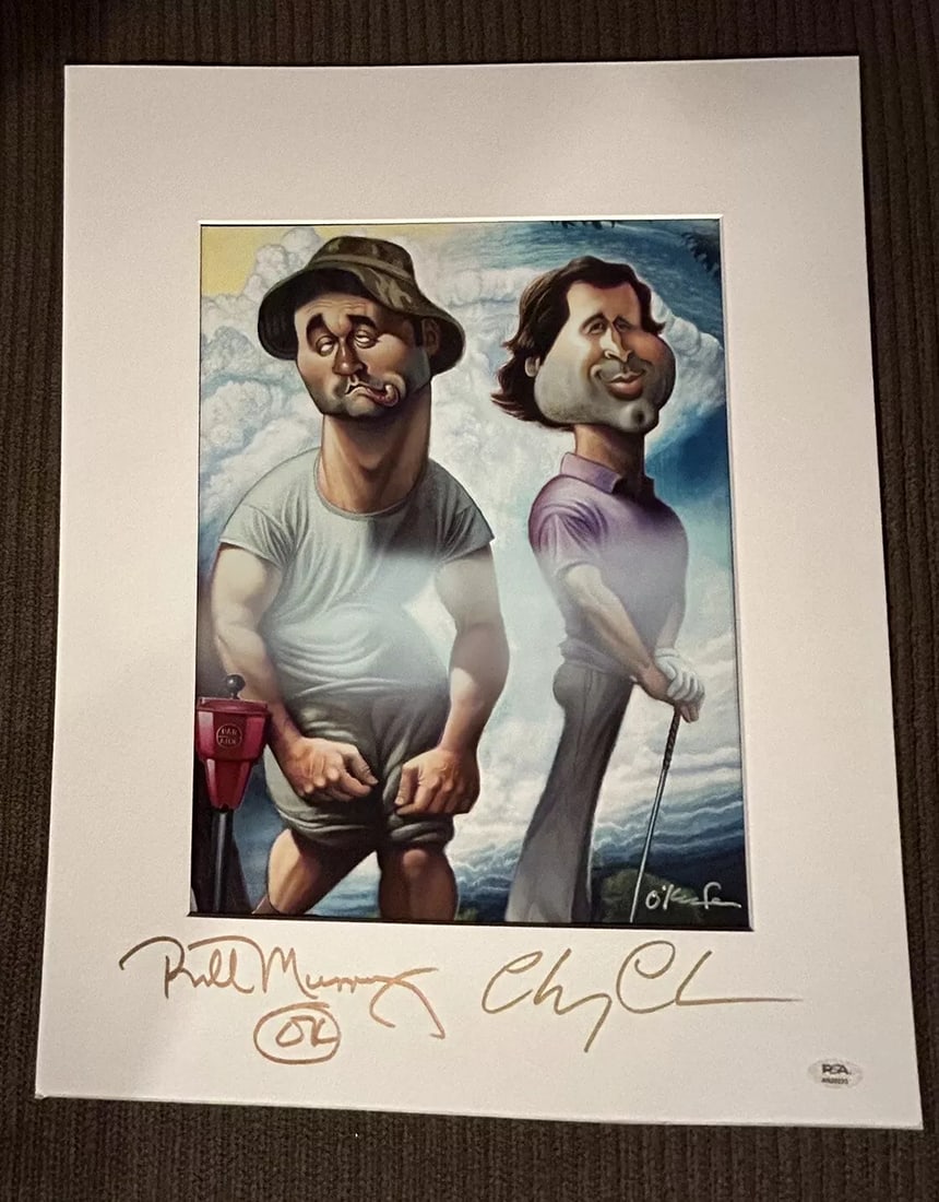 Chevy Chase Bill Murray Signed Artwork 16x20 Photo Caddyshack PSA COA Autograph (1 of 4)