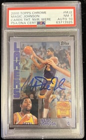 Magic Johnson Signed 2000 Topps Chrome PSA/DNA GRADED NM 7 AUTO 10 AUTOGRAPH