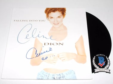 CELINE DION SIGNED 'FALLING INTO YOU' ALBUM VINYL RECORD 1 BECKETT COA AUTOGRAPH