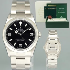 2008 MINT Rolex 114270 Explorer Black Arabic Steel 36mm Oyster Watch Box