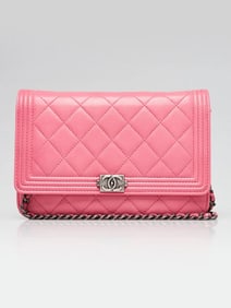Chanel PInk Quilted Lambskin Leather Boy WOC Clutch Bag