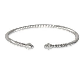 David Yurman Cable Collection Diamond Bracelet in 18k White Gold 0.07 CTW