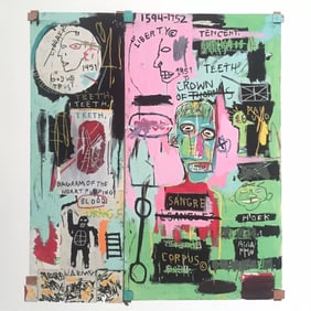 JEAN MICHEL BASQUIAT 1983 Lithograph Art Print~( 21 1/4" W X 23 1/2" H)