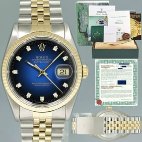 2024 RSC & Papers Rolex DateJust 16233 Two Tone Jubilee Blue Vignette Diamond