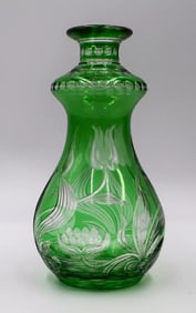 Stevens & Williams Art Nouveau Cut Glass & Engraved Decanter, C1920, No Stopper