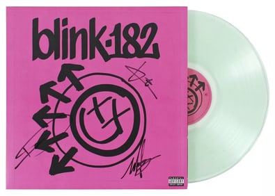 Mark Hoppus, Tom DeLonge & Travis Barker Signed BLINK 182 Album Cover (Beckett COA)