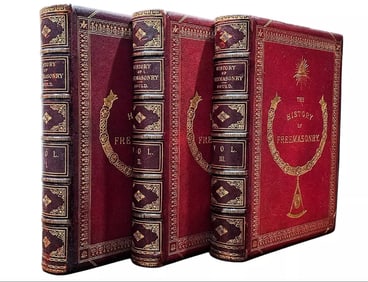 c1880 The History of Freemasonry Full Leather Lg. Bindings 11.5"x9.25"