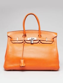 Hermes 35cm Orange Leather Birkin Bag